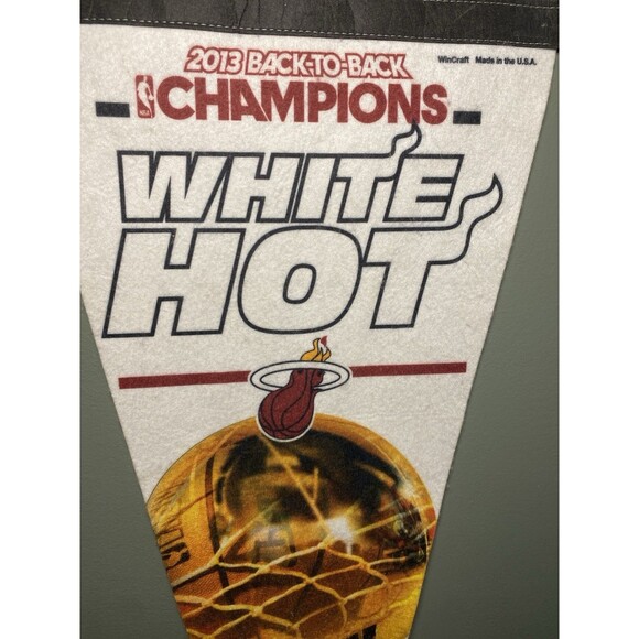 Miami Heat Flag Pennant NBA Champions 2013 Back to Back WHITE HOT WinCraft USA - Picture 4 of 7